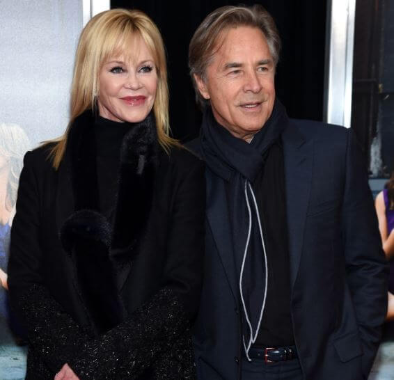 Wayne Fred Johnson's son, Don Johnson, with his ex-wife, Melanie Griffith.